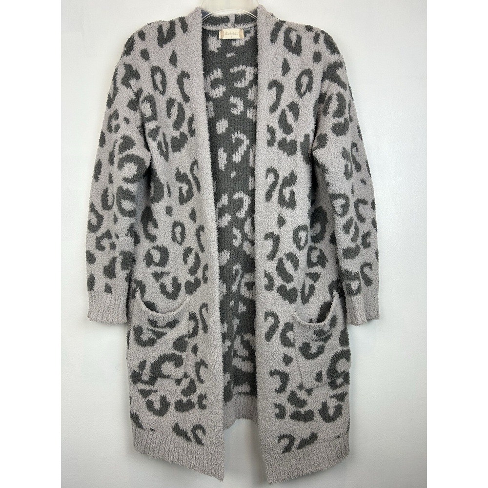 Altard State Sweater Womens S Cardigan Open Front Pockets Animal Print Oversized
